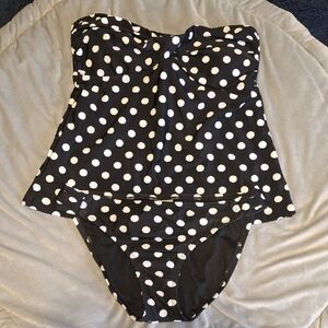 Mossimo Supply Co. Black and White Polka Dot Tankini Swim Set